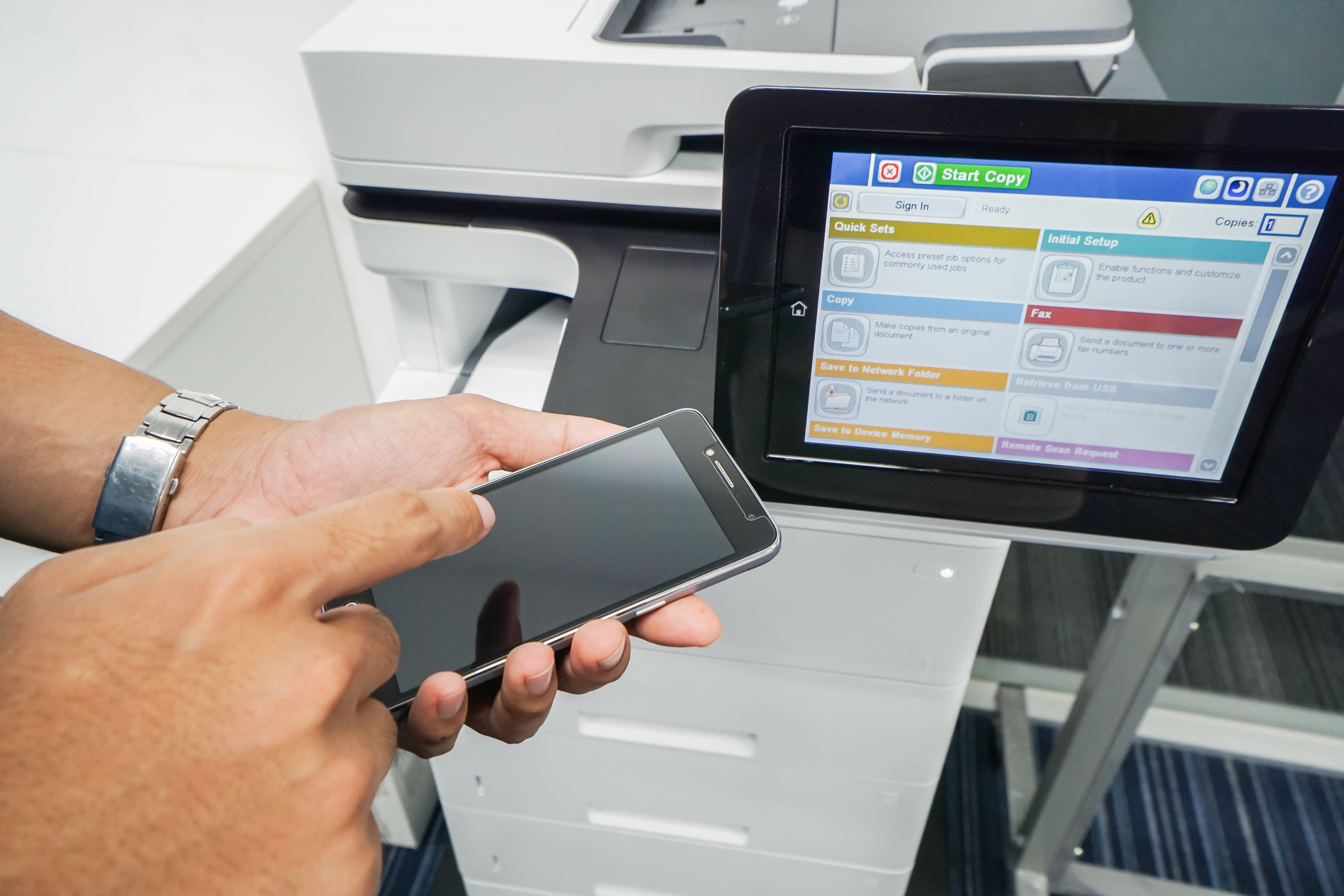 Person printing from a mobile device