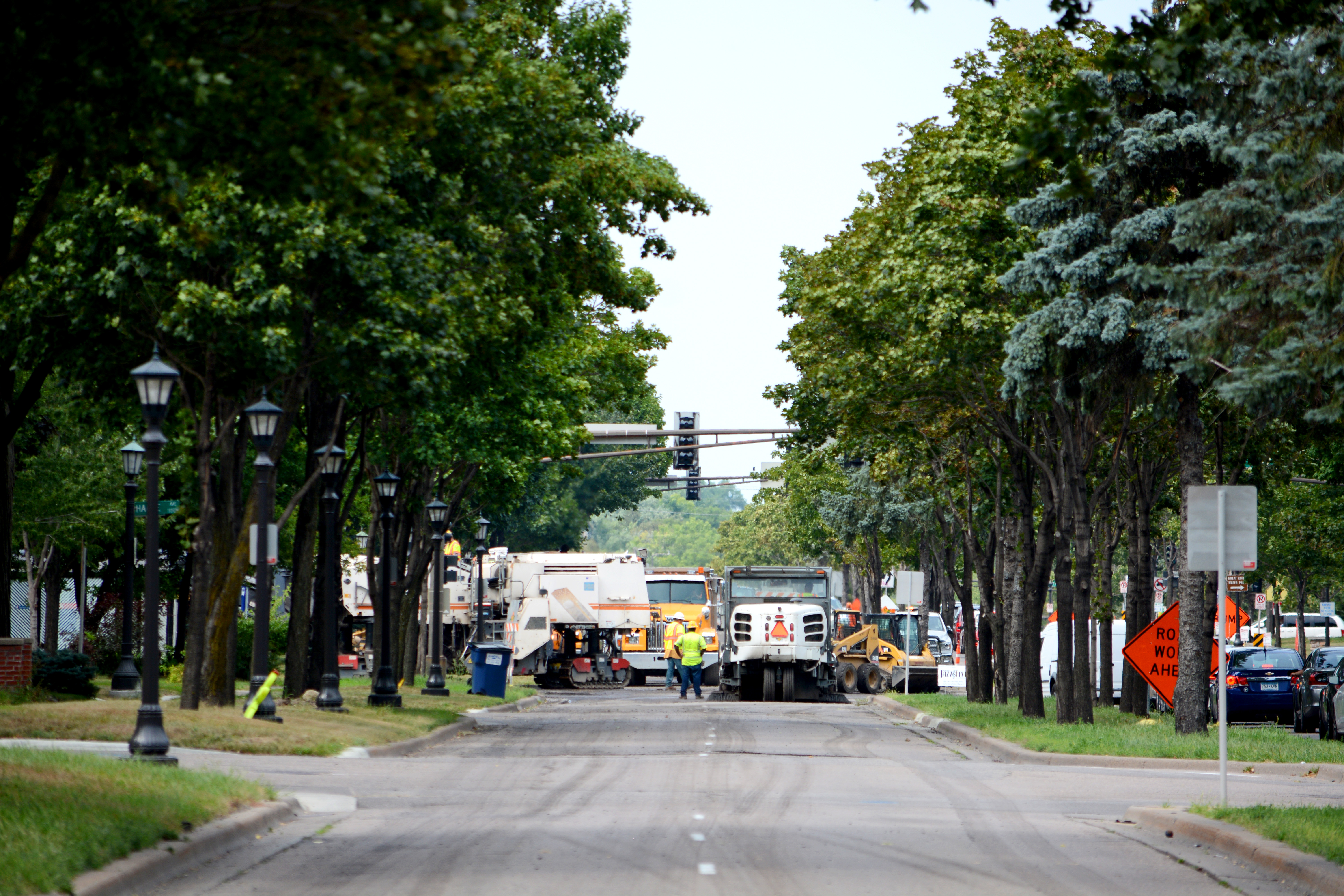 Public works staff working on road