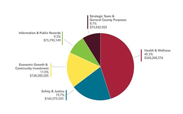 Pie chart of how County Budget is spent
