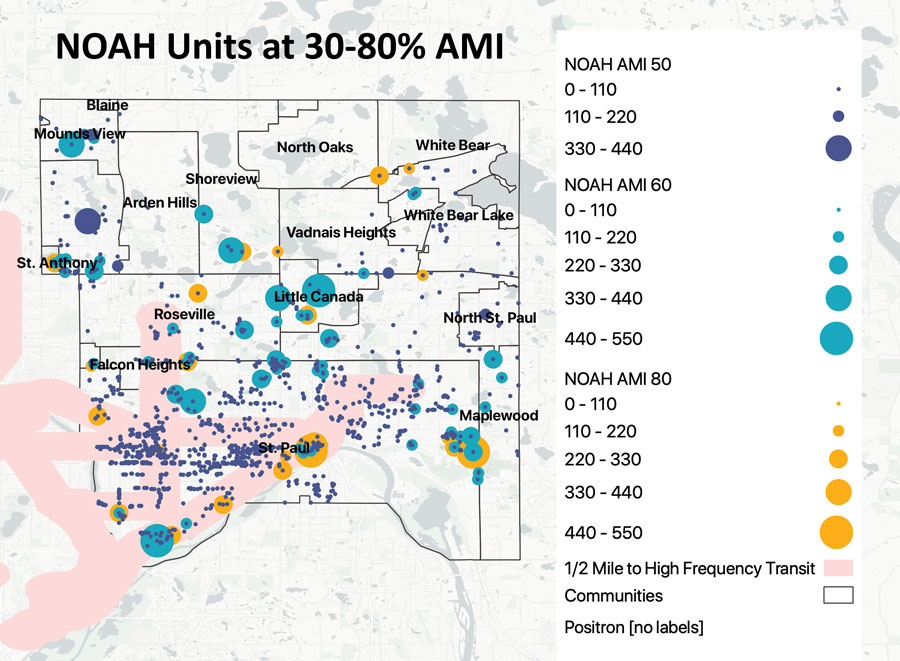 NOAH Units at 30-80% AMI Ramsey County map