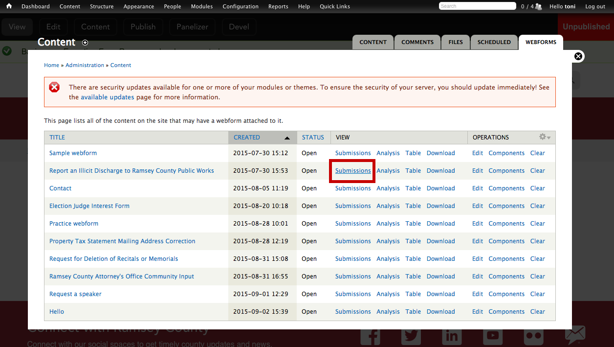 Example of the Submission Link