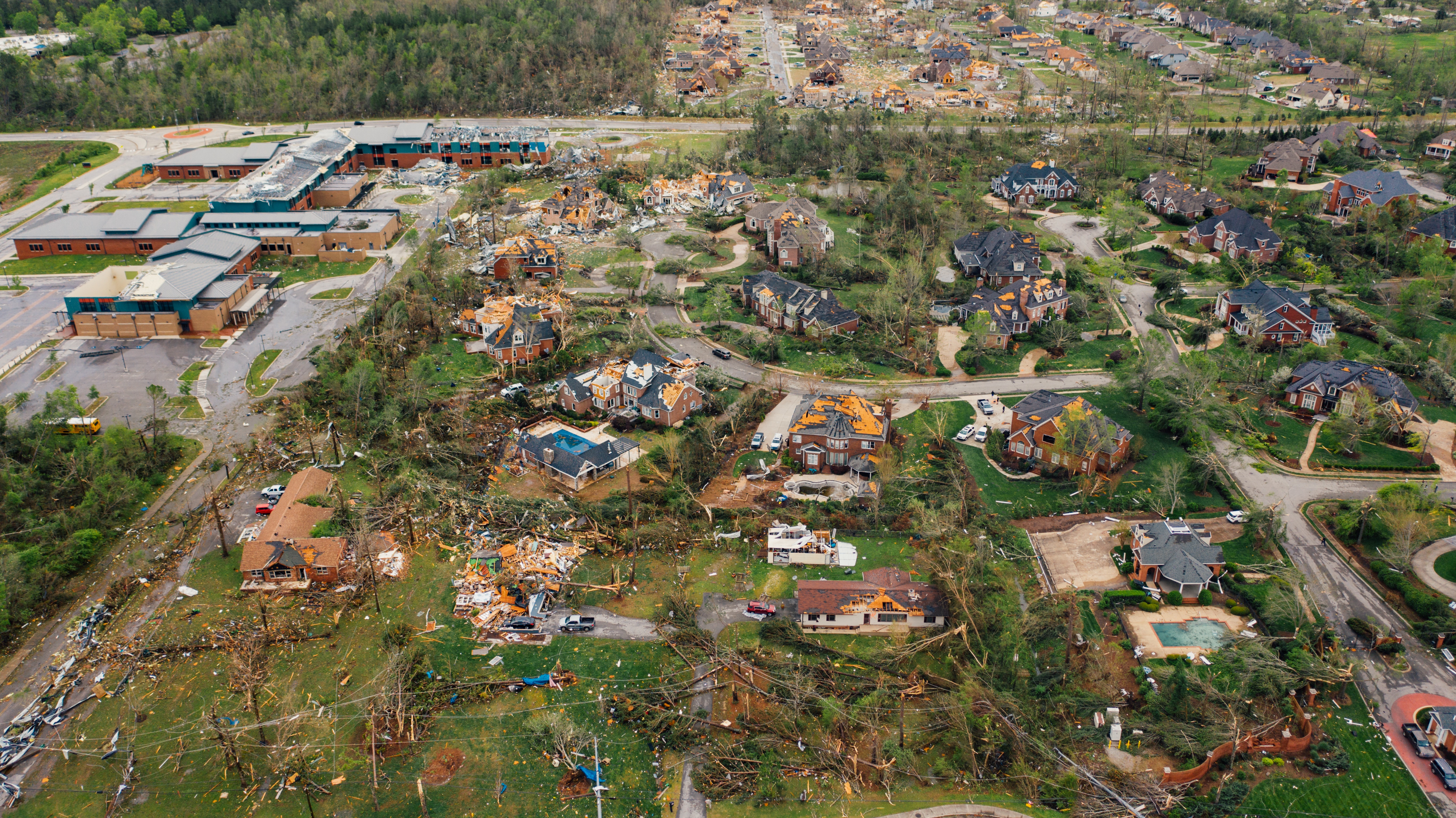 Community damaged by natural disaster