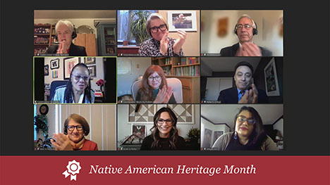Screengrab of the Board of Commisioners meeting during the Native American Heritage Month proclamation. 