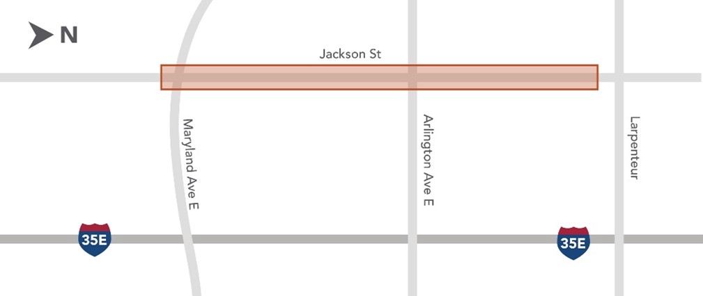 Map showing project area along Jackson Street