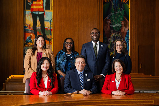 Back row: Commissioners Miller, Moran, McMurtrey, and Jebens-Singh. Front row: Commissioners Chong Xiong, Ortega, and McGuire.