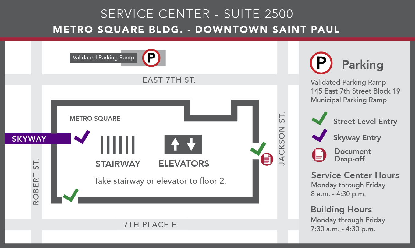 Map of the metro square building and the reopening of the Seventh Place entrace