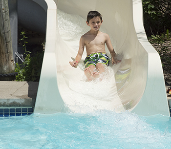 Waterworks slide with a young rider