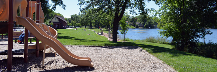 Lake Josephine play structure and beach