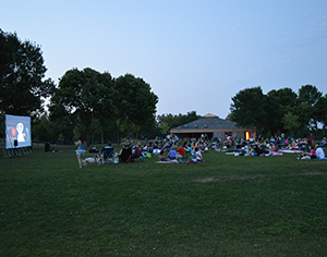Outdoor movie event at White Bear Lake County Park