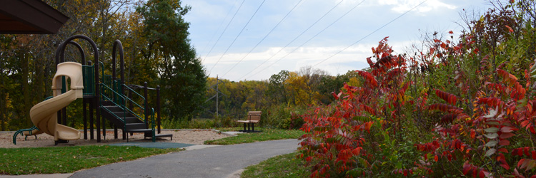 Playground and trail at Tony Schmidt Regional Park
