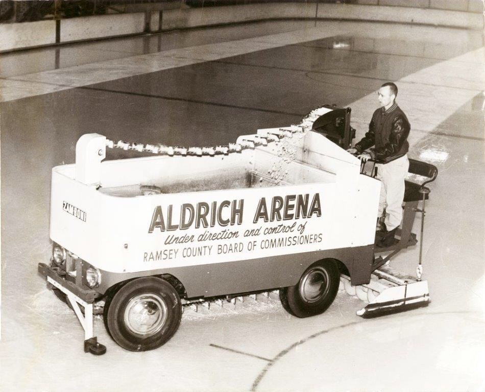 Original Zamboni being used at Aldrich Arena in the 1960s