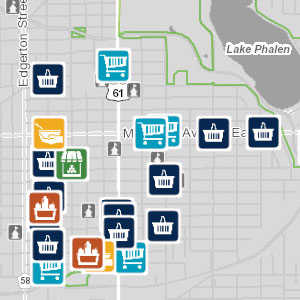 Screen capture of food resource map