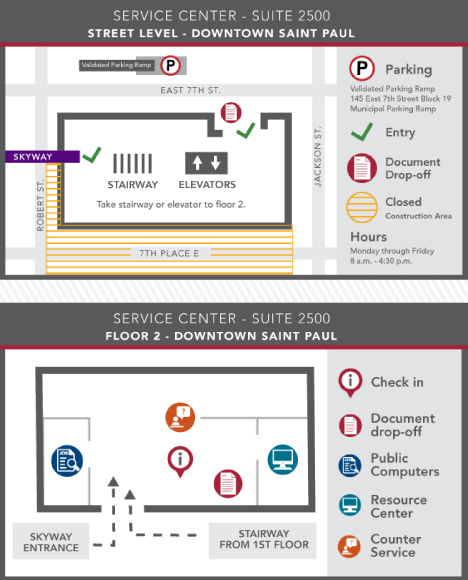 Map of Metro Square building and entrances during construtction.
