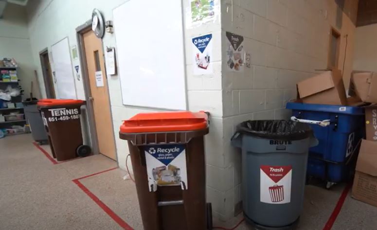 Recycling bins at the Basic Needs Thrift Shop