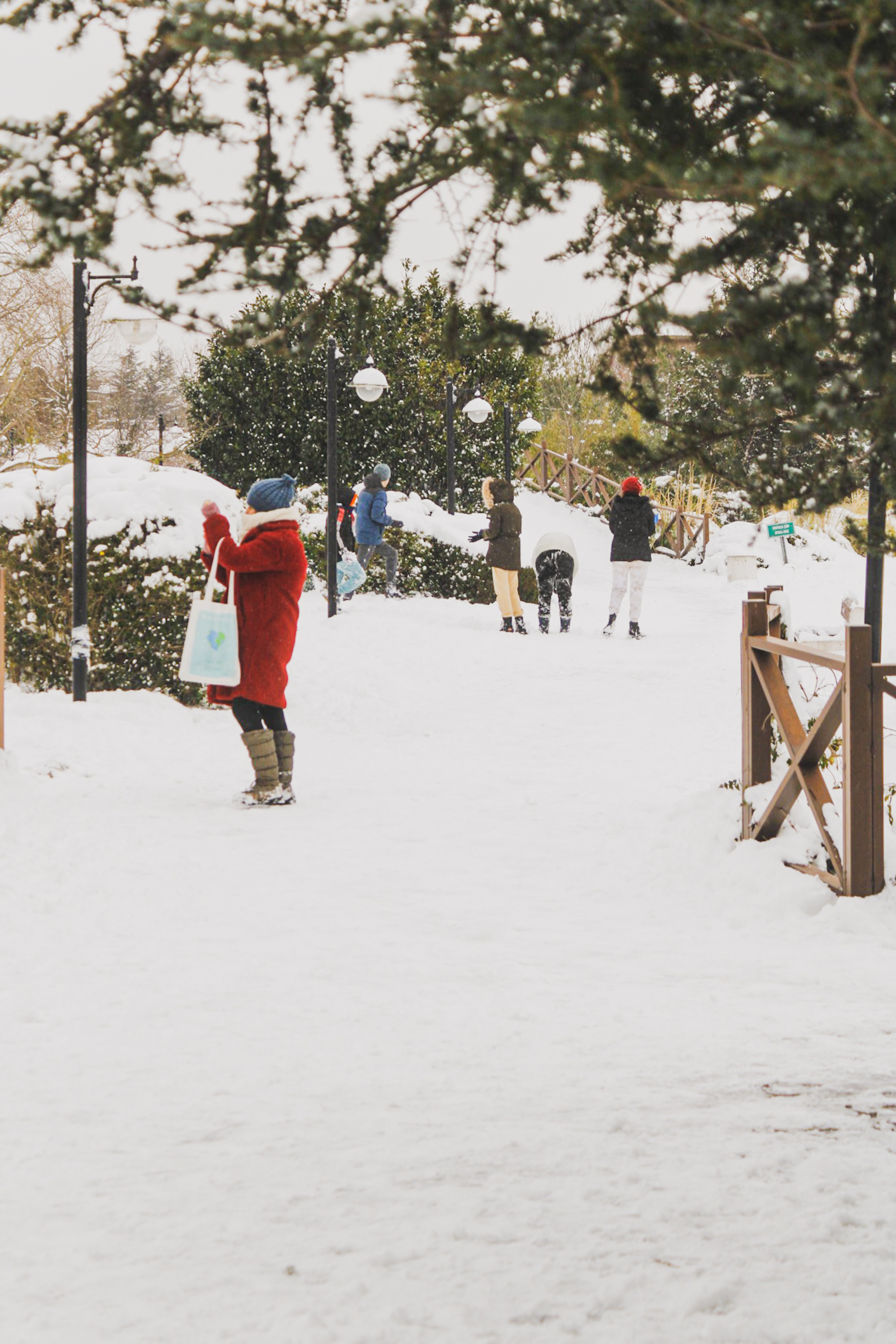 People walking in the snow