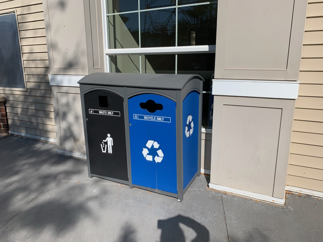 Recycling bins outside of Pavilion on Berry 