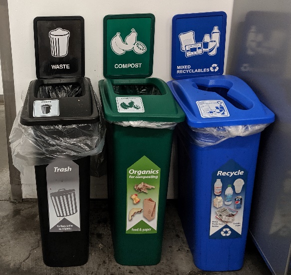 Recycling bins at the Maplewood Costco warehouse