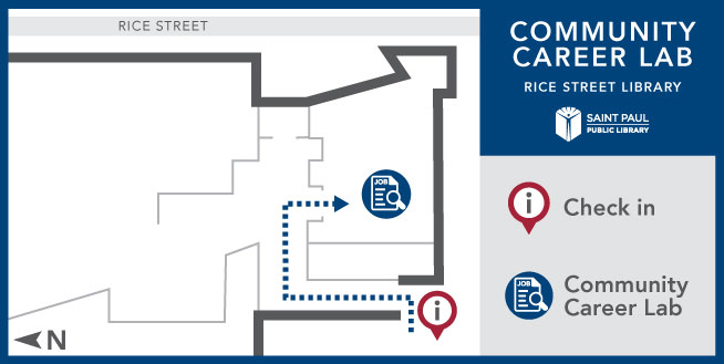 Rice Street Library floorplan logo