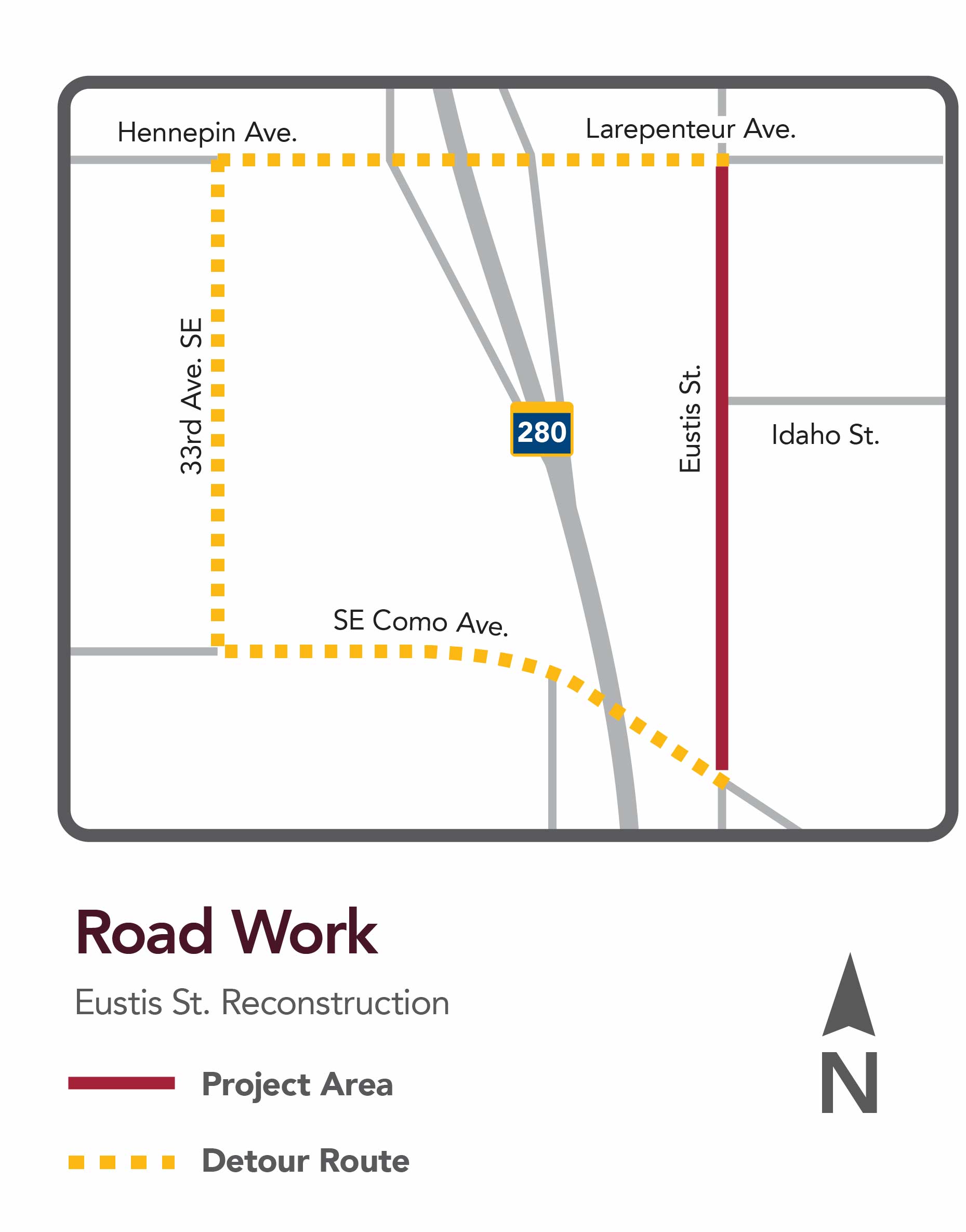 Eustis street detour map