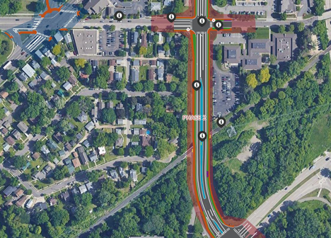 Screenshot of Lexington Parkway reconstruction comment map Screen capture of comment map showing Lexington Parkway and Montreal Avenue intersection design options