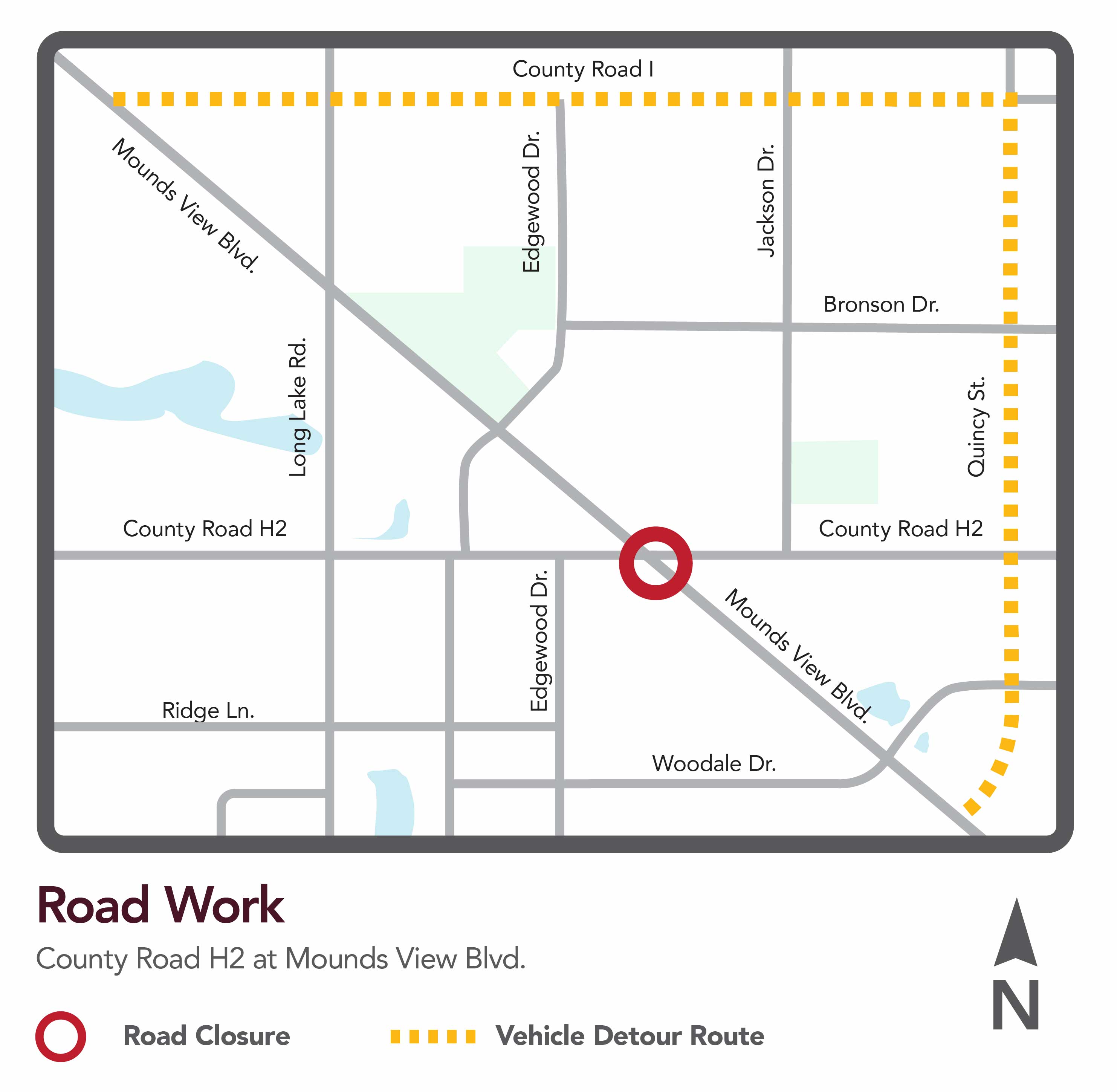 Mounds View Boulevard detour map