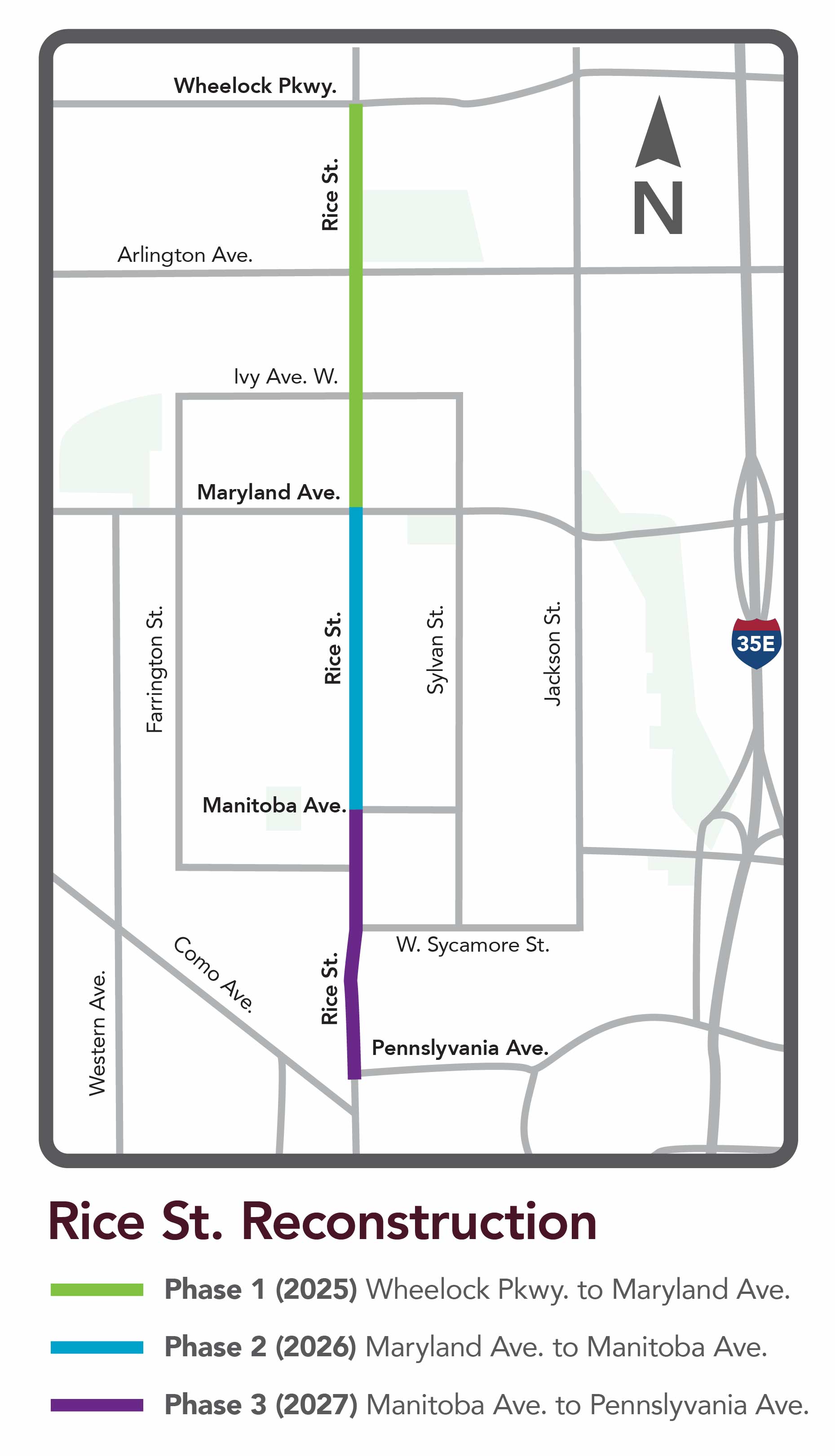 Rice Street Reconstruction project phases map
