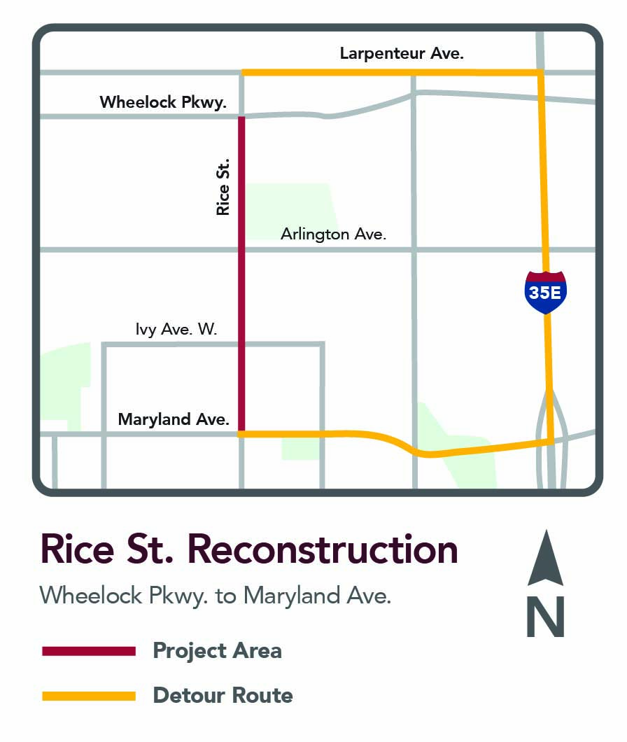 Rice Street Phase One Detour Map