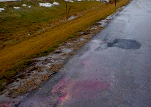 Oil on a road