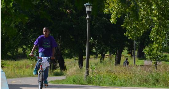 Countywide pedestrian and bike plan Man walking on path