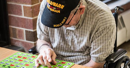 Veteran playing bingo