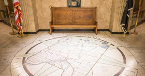 Ramsey County map in floor of Saint Paul City Hall - Ramsey County Courthouse Ramsey County map in floor of Saint Paul City Hall - Ramsey County Courthouse