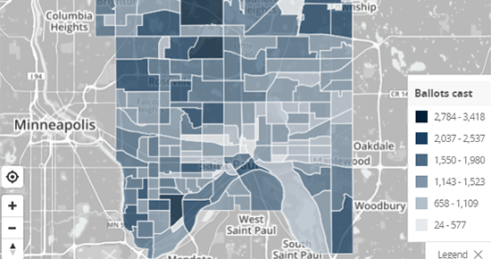 Geographic distribution of ballots