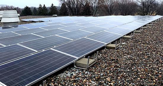 Solar panels in a field