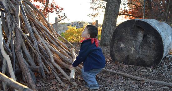 Boy plays in The Woods of Discovery Hollow Boy plays in The Woods of Discovery Hollow