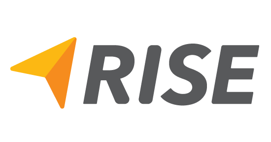 Arrow wordmark with RISE letters