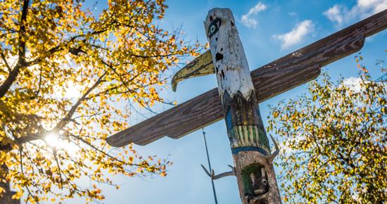 Totem pole at Boys Totem Town Totem pole at Boys Totem Town