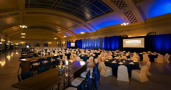 union depot waiting room set as a banquet